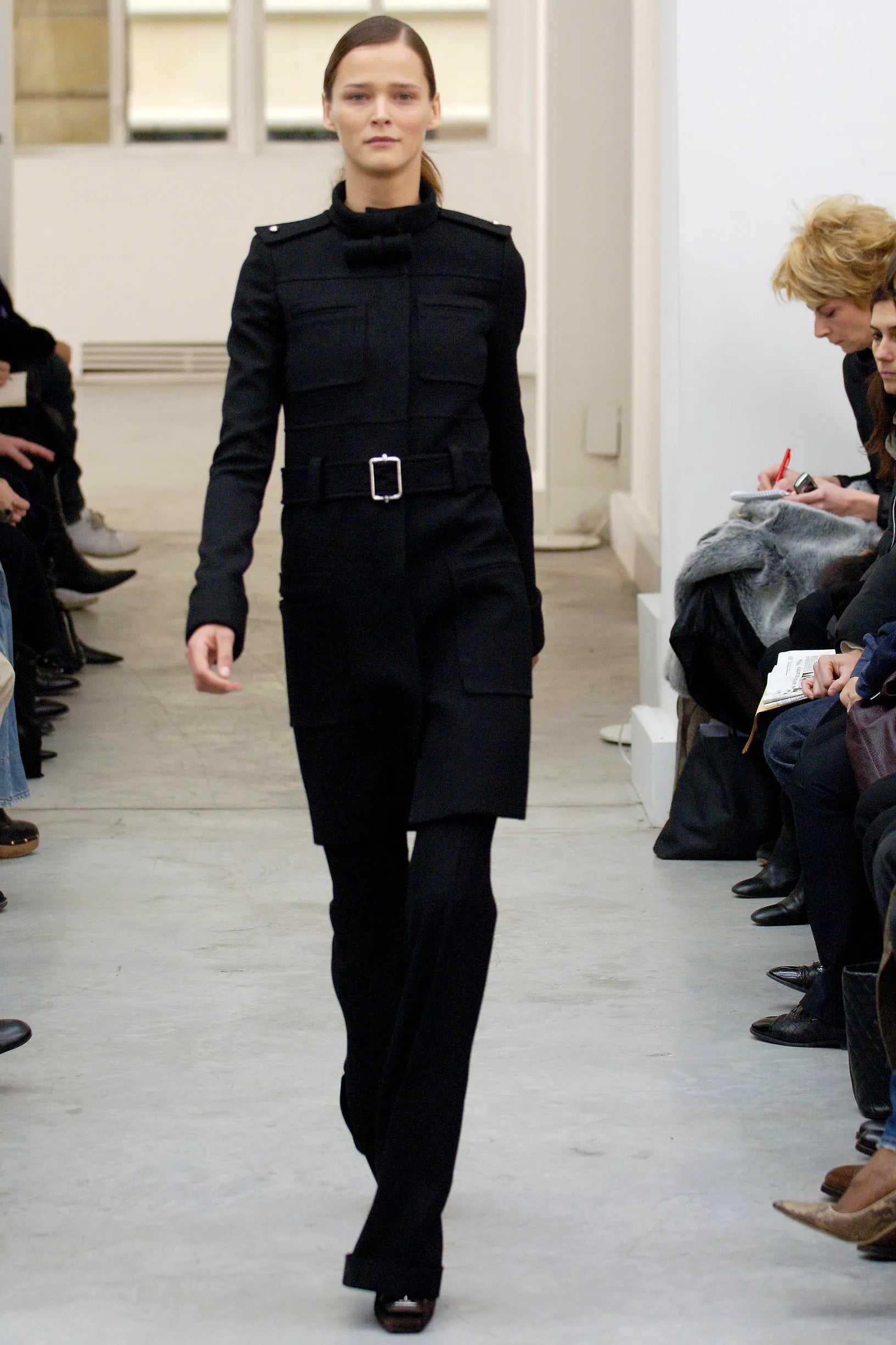 Balenciaga Black Jacket & Trousers Set 2005 Nicolas Ghesquière Runway Silver