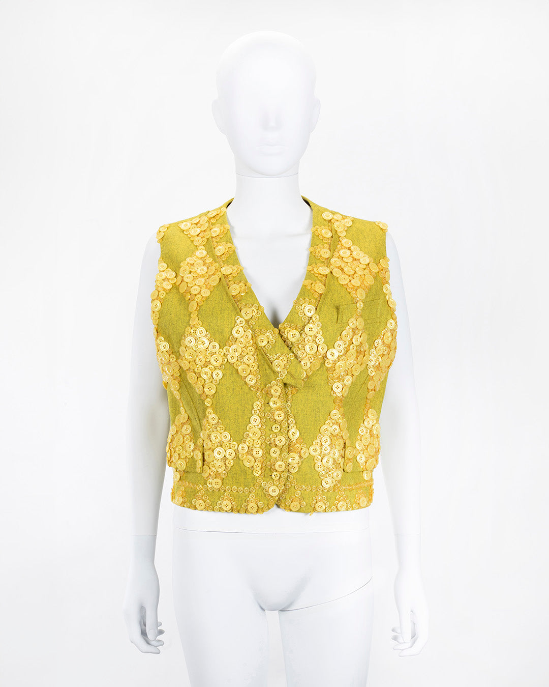 Antonio Berardi Button Chartreuse Vintage 90s Corset