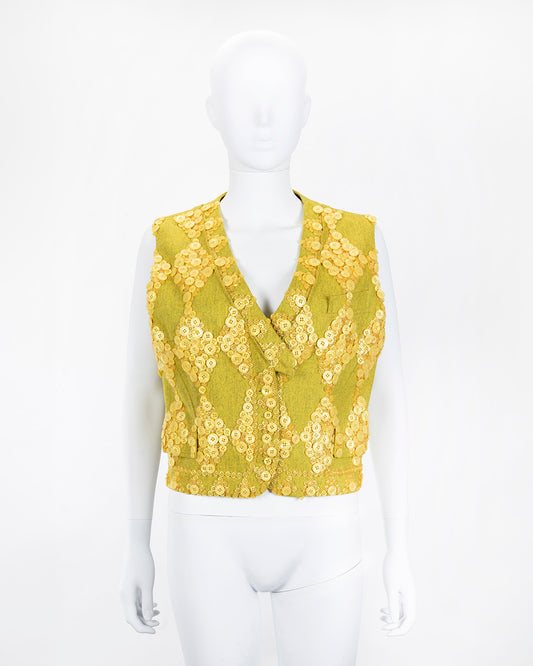 Antonio Berardi Button Chartreuse Vintage 90s Corset