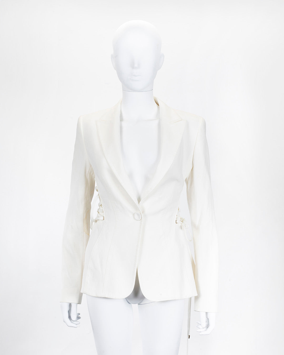 Escada White Blazer Corseted Side Detail