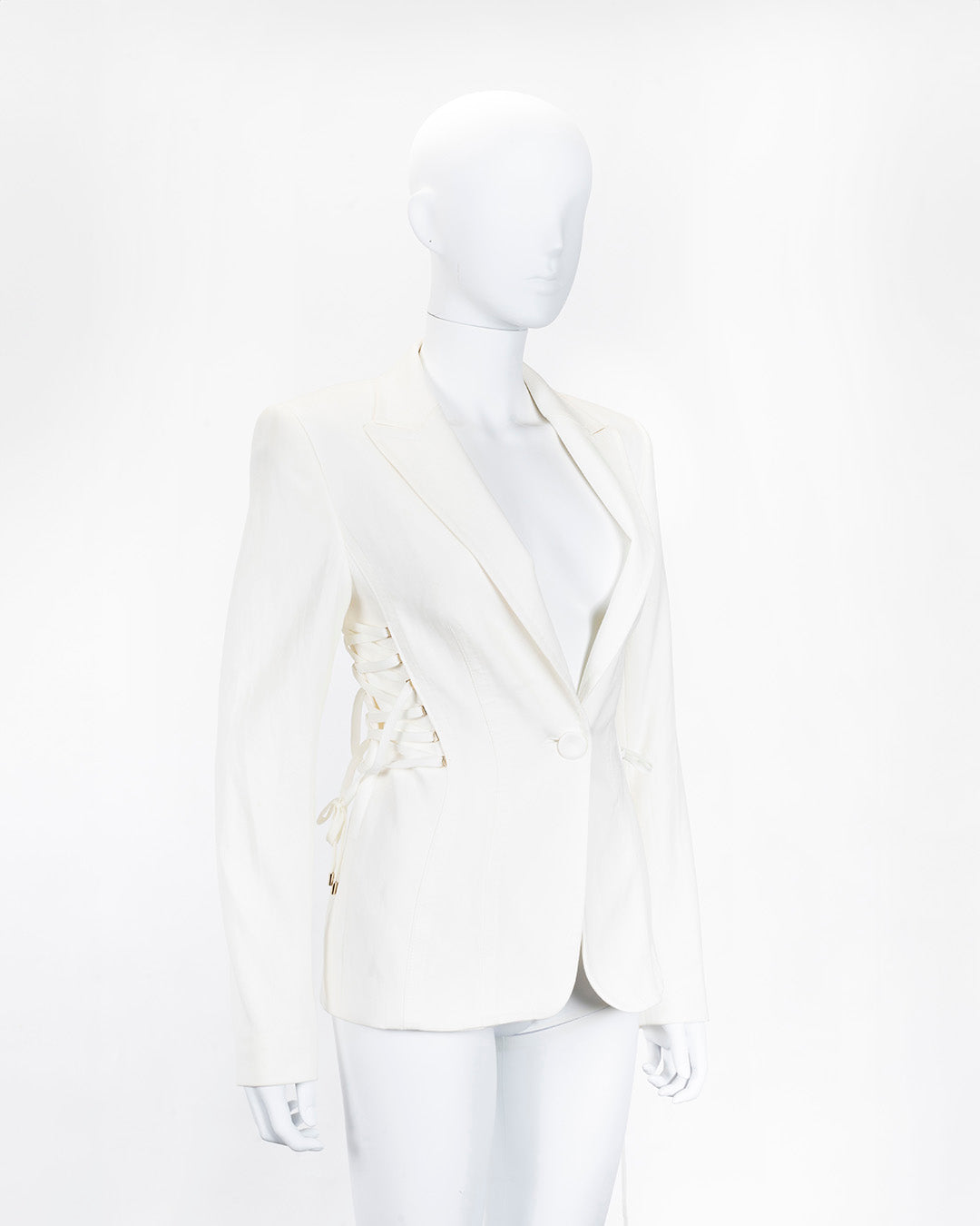 Escada White Blazer Corseted Side Detail