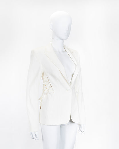 Escada White Blazer Corseted Side Detail
