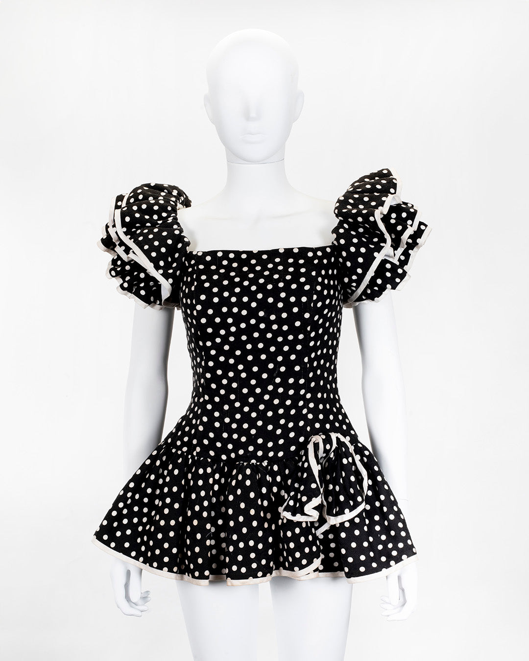 Vintage Polka Dot 80s Corset Style RaRa Dress