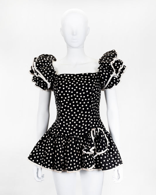 Vintage Polka Dot 80s Corset Style RaRa Dress