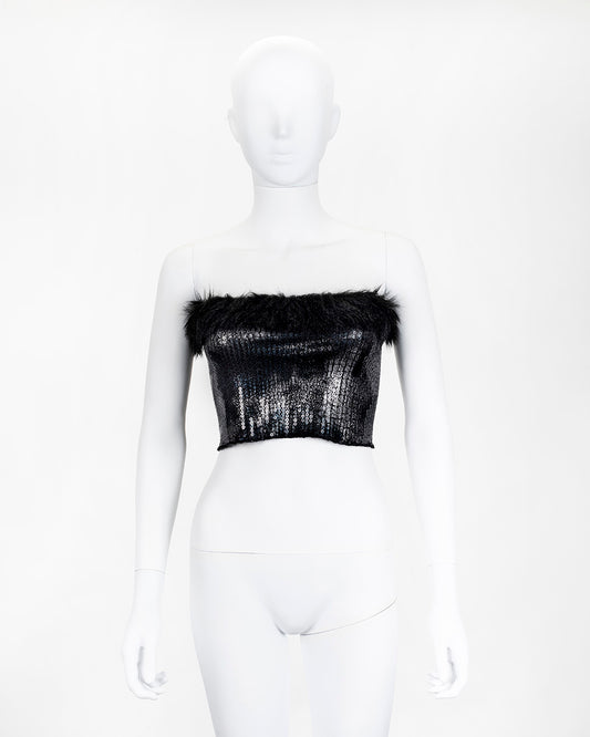 Rife & Stride Bandeau Top Fur and Sequin
