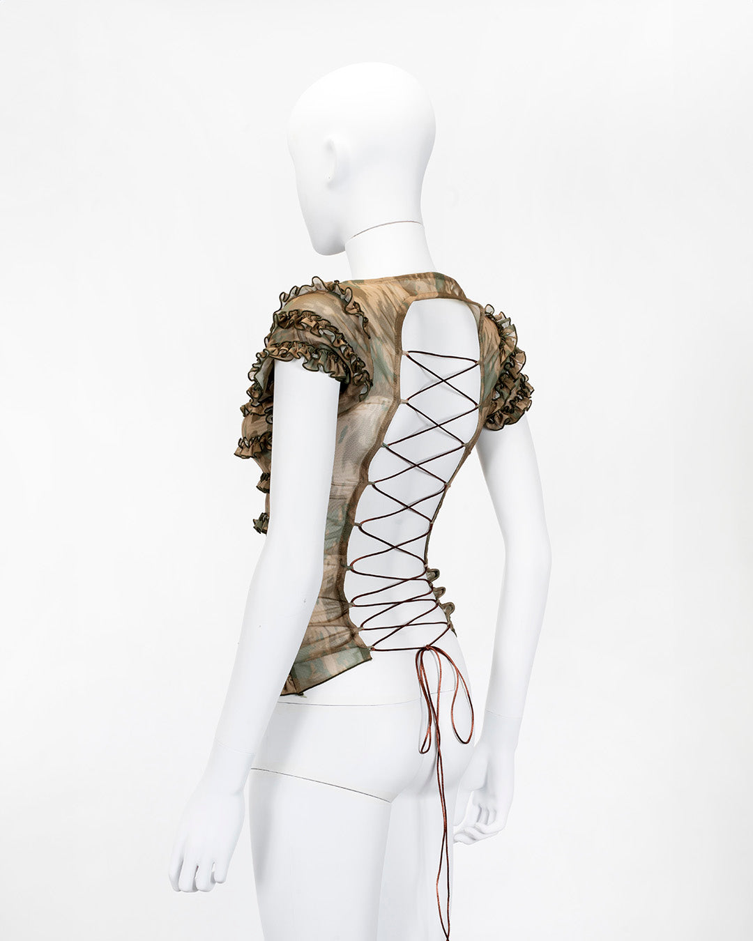 Bye Bambi Camo Ruffle Top Backless