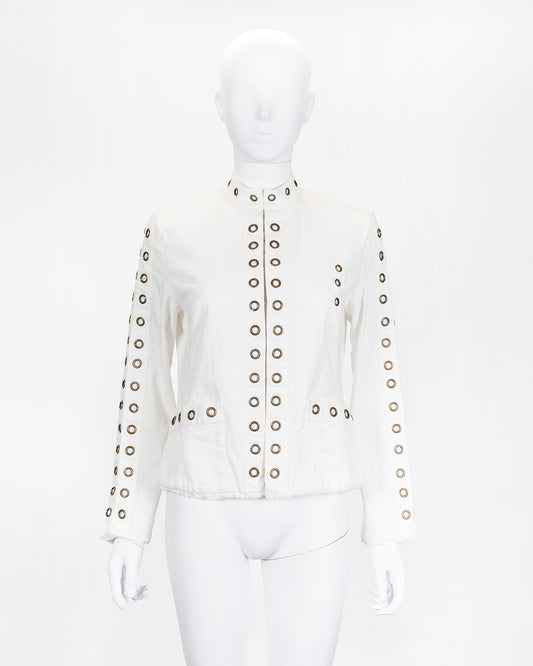 Marc Jacobs White Jacket Silver Eyelet Details