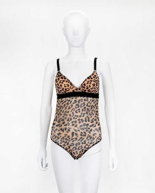 Stella McCartney Women's Leopard Print Mesh Bodysuit