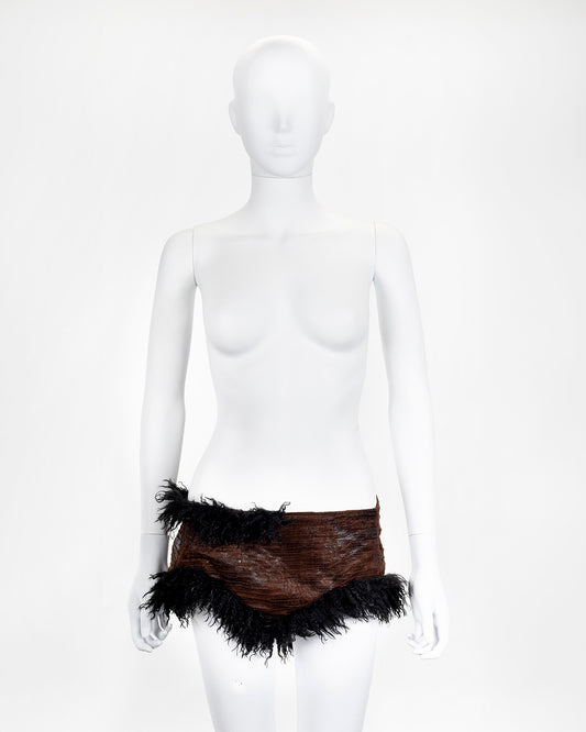 Stella Designer Fur Brown Mini Skirt