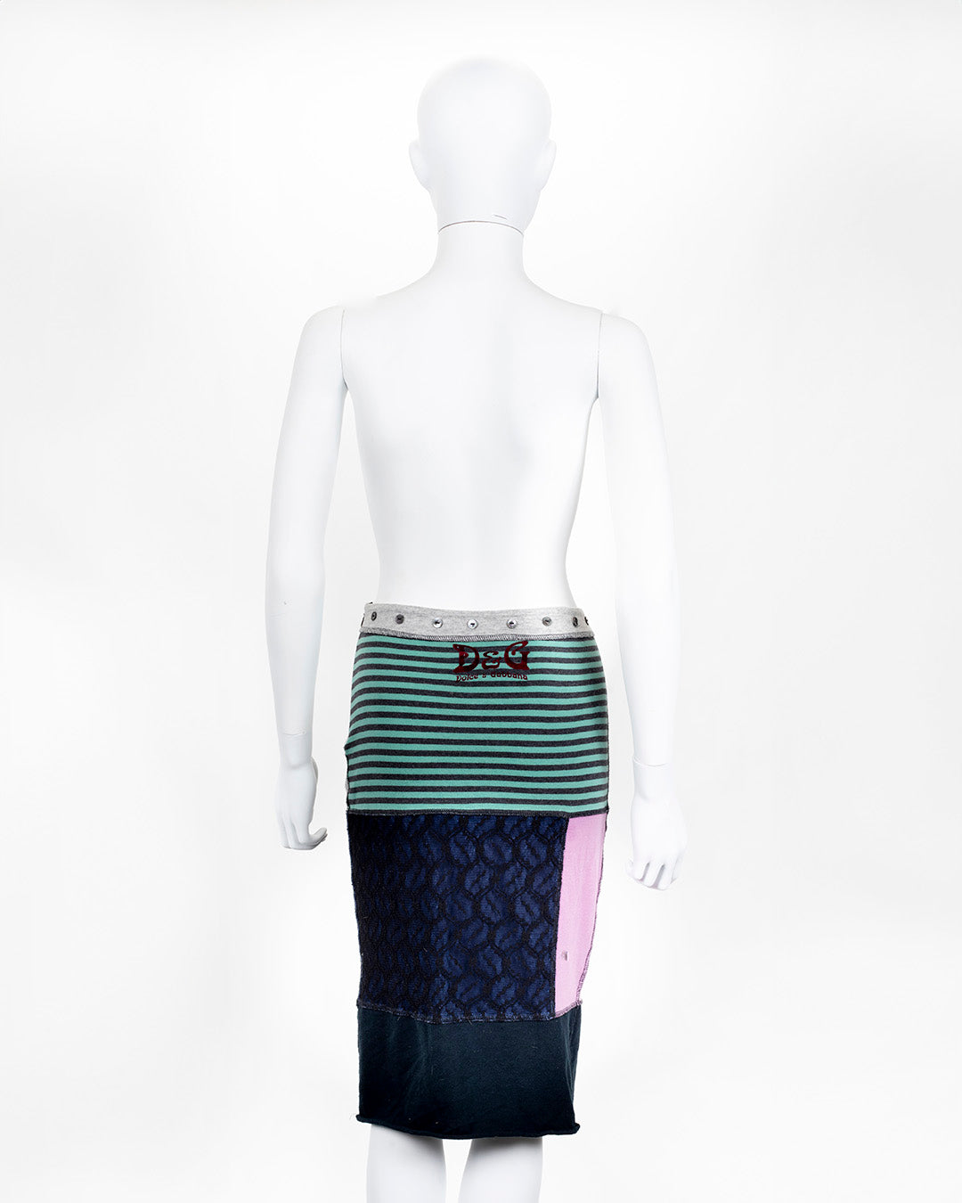 Dolce & Gabbana (D&G) RARE multicoloured jersey patchwork two piece skirt set