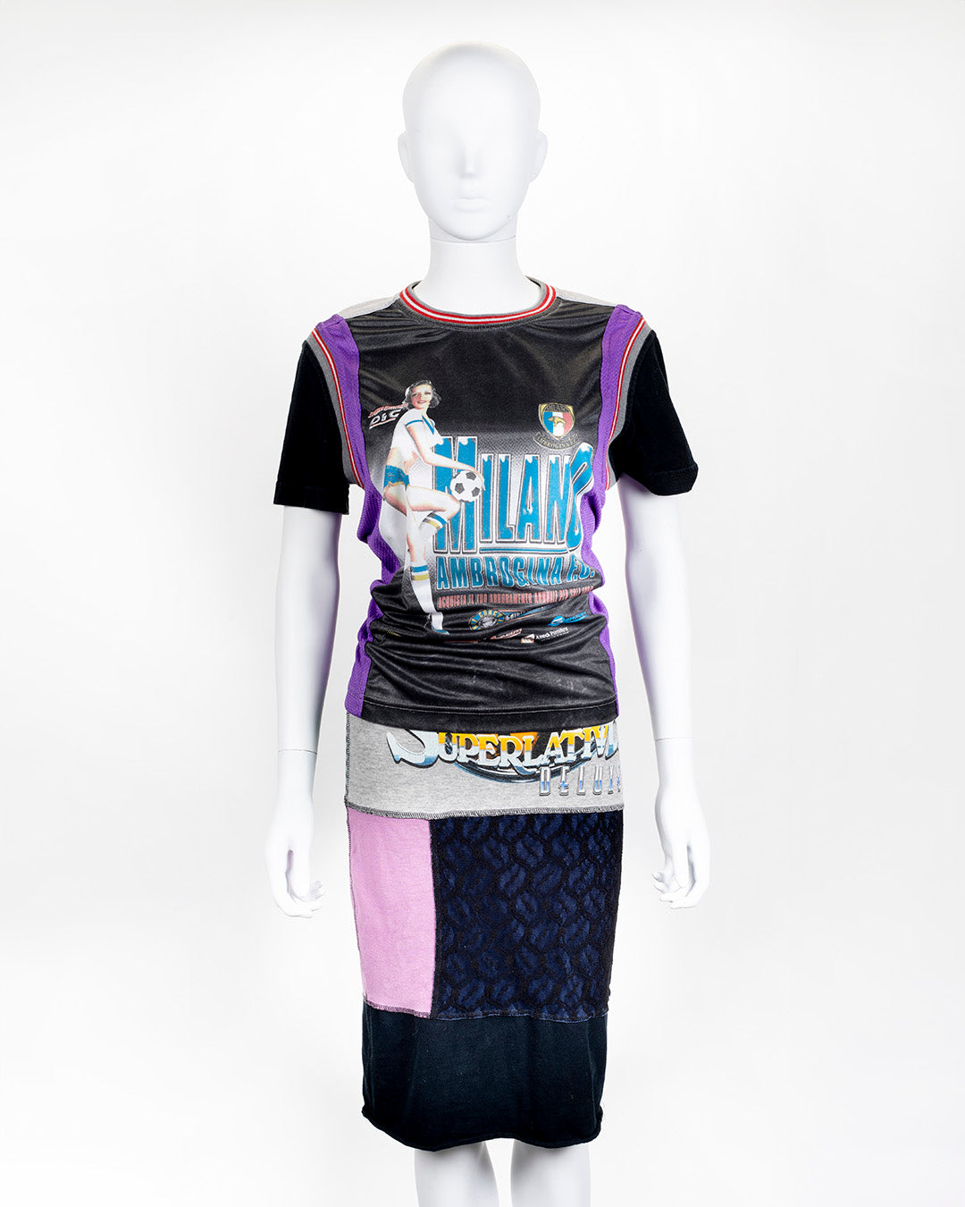 Dolce & Gabbana (D&G) RARE multicoloured jersey patchwork two piece skirt set
