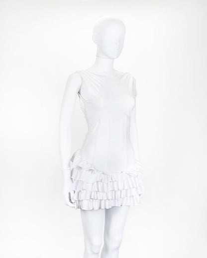 White Bye Bambi Dress Corseted Ruffle