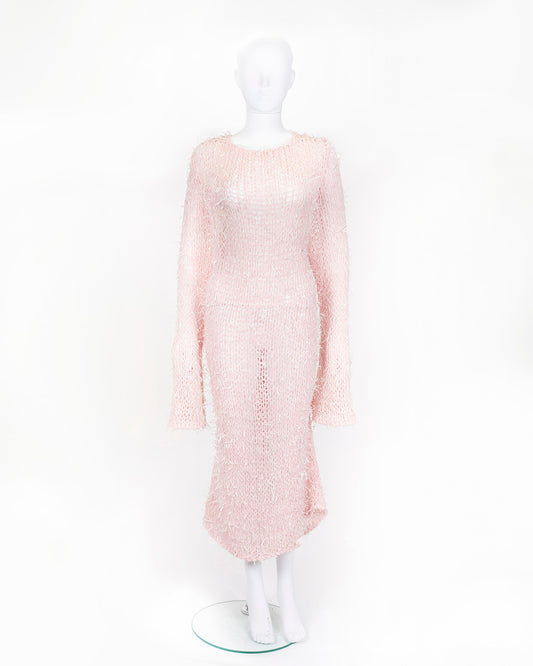Christopher Kane Runway Pink Knit Plastic Dress