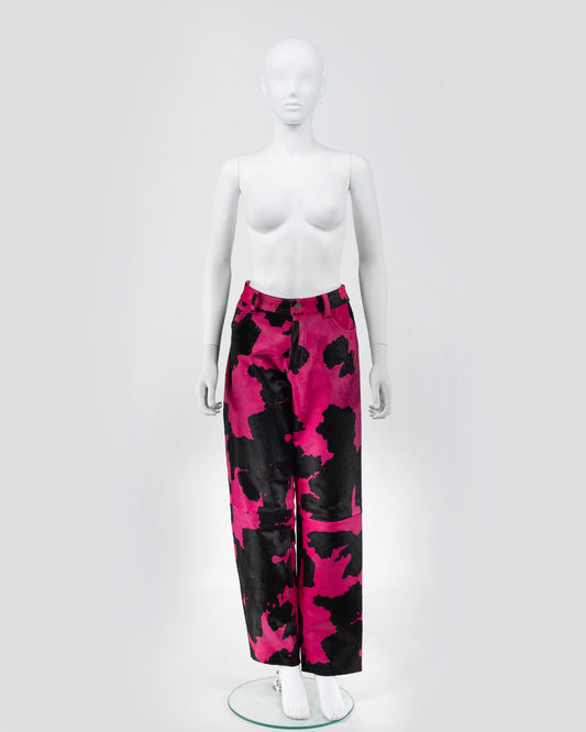 Sinead Gorey Faux Cow Hide Pink Trousers