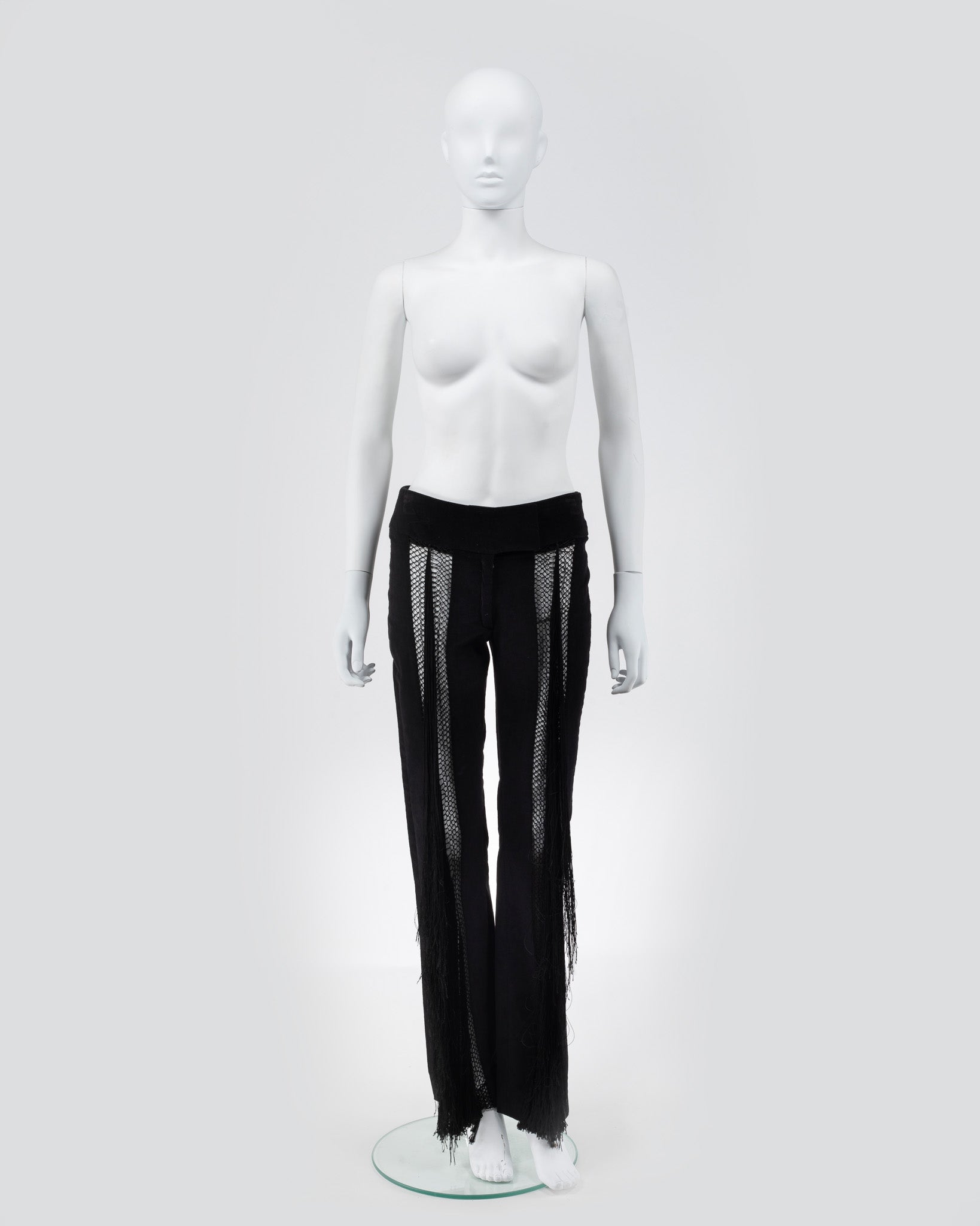 Black Low Rise y2k Fringe detailed Trousers