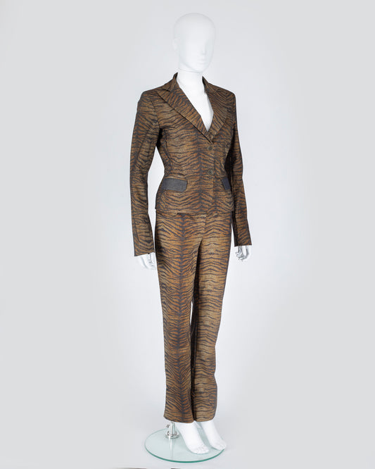 Glittery Tiger Print Pants Suit