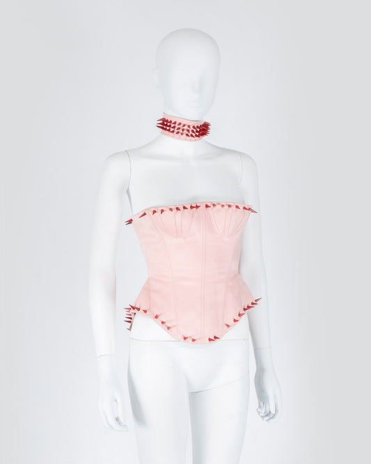 Fanci Club Pink Spiked Corset