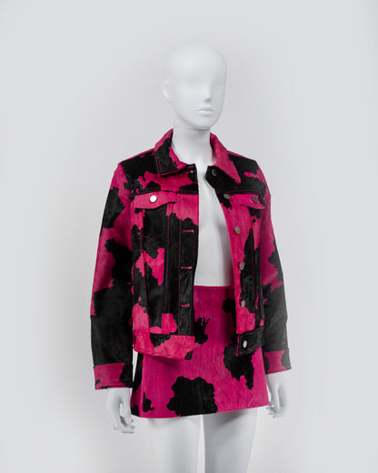 Sinead Gorey Faux Cow Hide Pink Mini Skirt