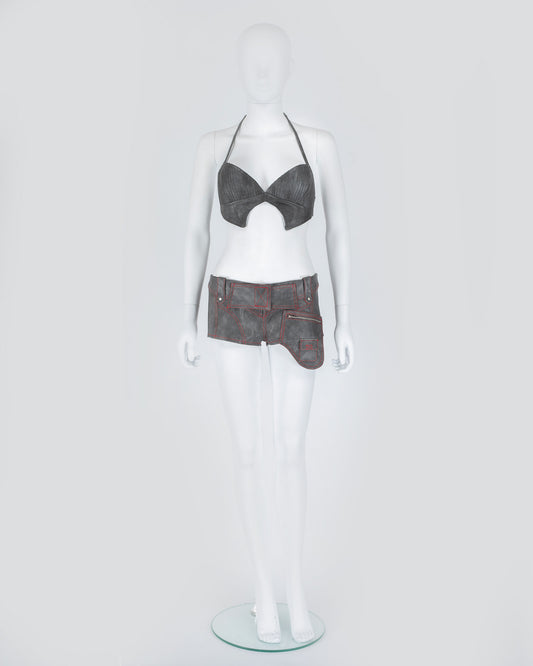 I.AM.GIA Short's and Bra Faux Leather Moto Two Piece Set