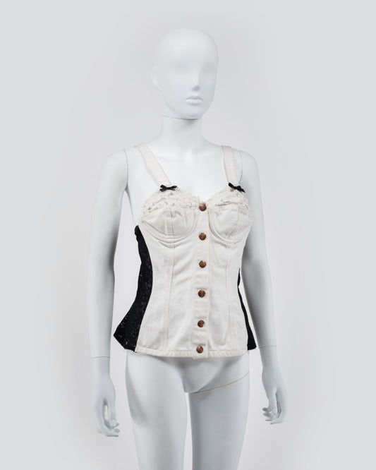 80s Junior Gaultier Denim Corset Bustier