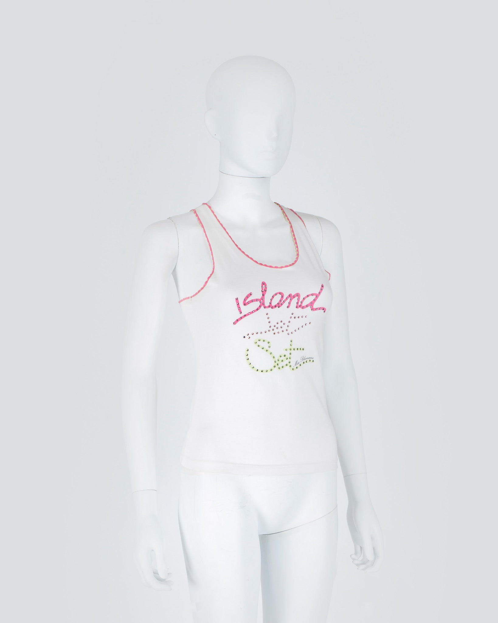 Miss Blumarine ‘Island Jet Set’ Rhinestone Tropical Tank Top