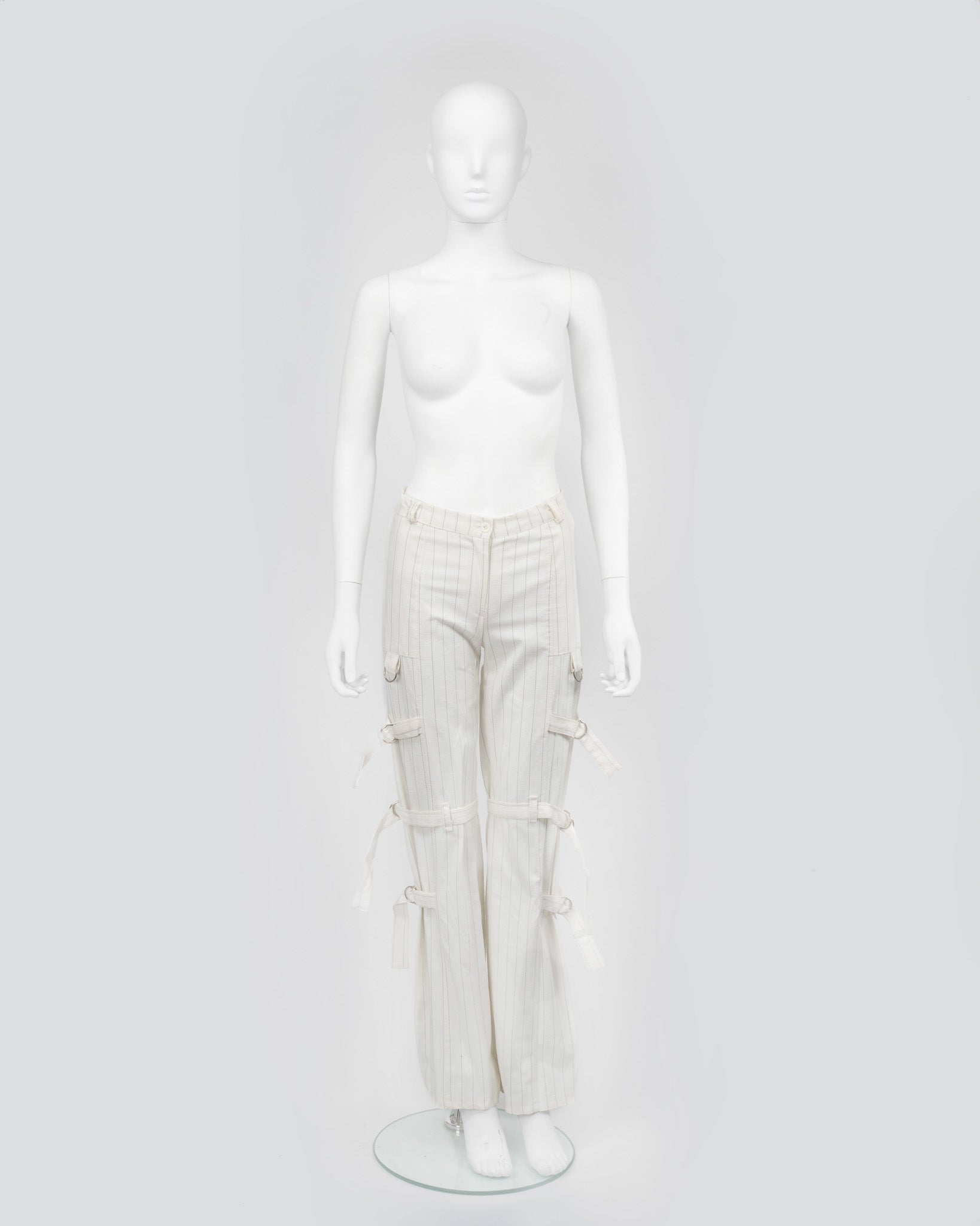 Pin Stripe Bondage High Waisted Trousers