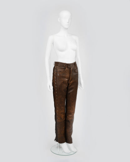 Thick Leather Eyelets Trousers (Miu Miu Inspired)