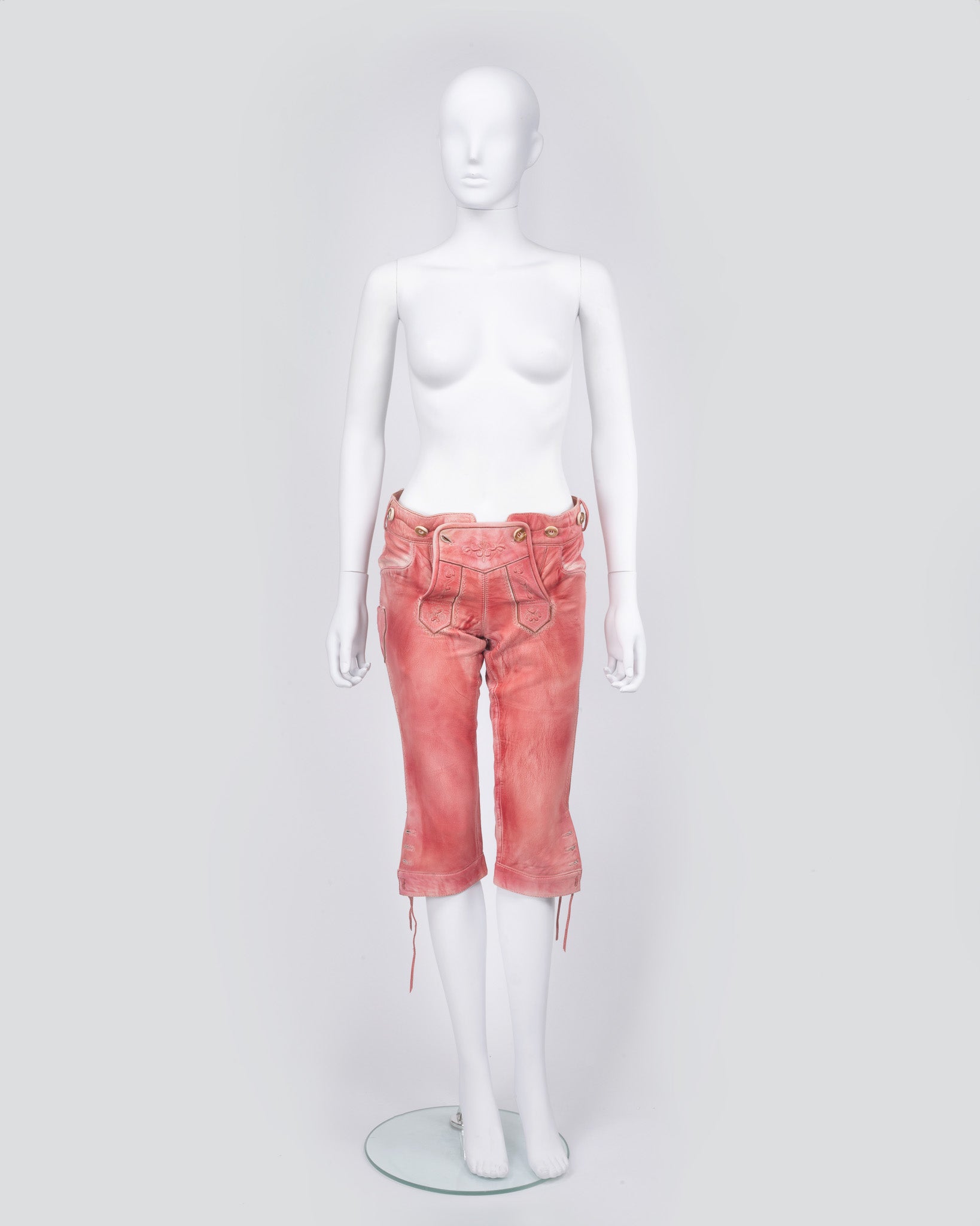 Pink Leather Lederhosen Vintage