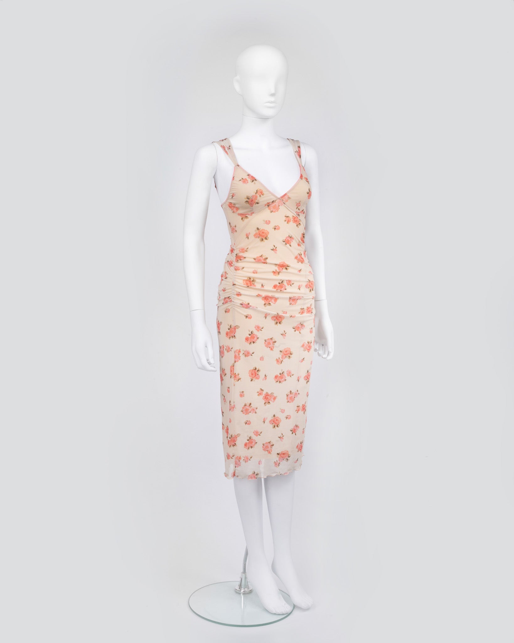 Rouje Parisian Brand Nude & Peach Floral Midi Dress, Tres Chic!