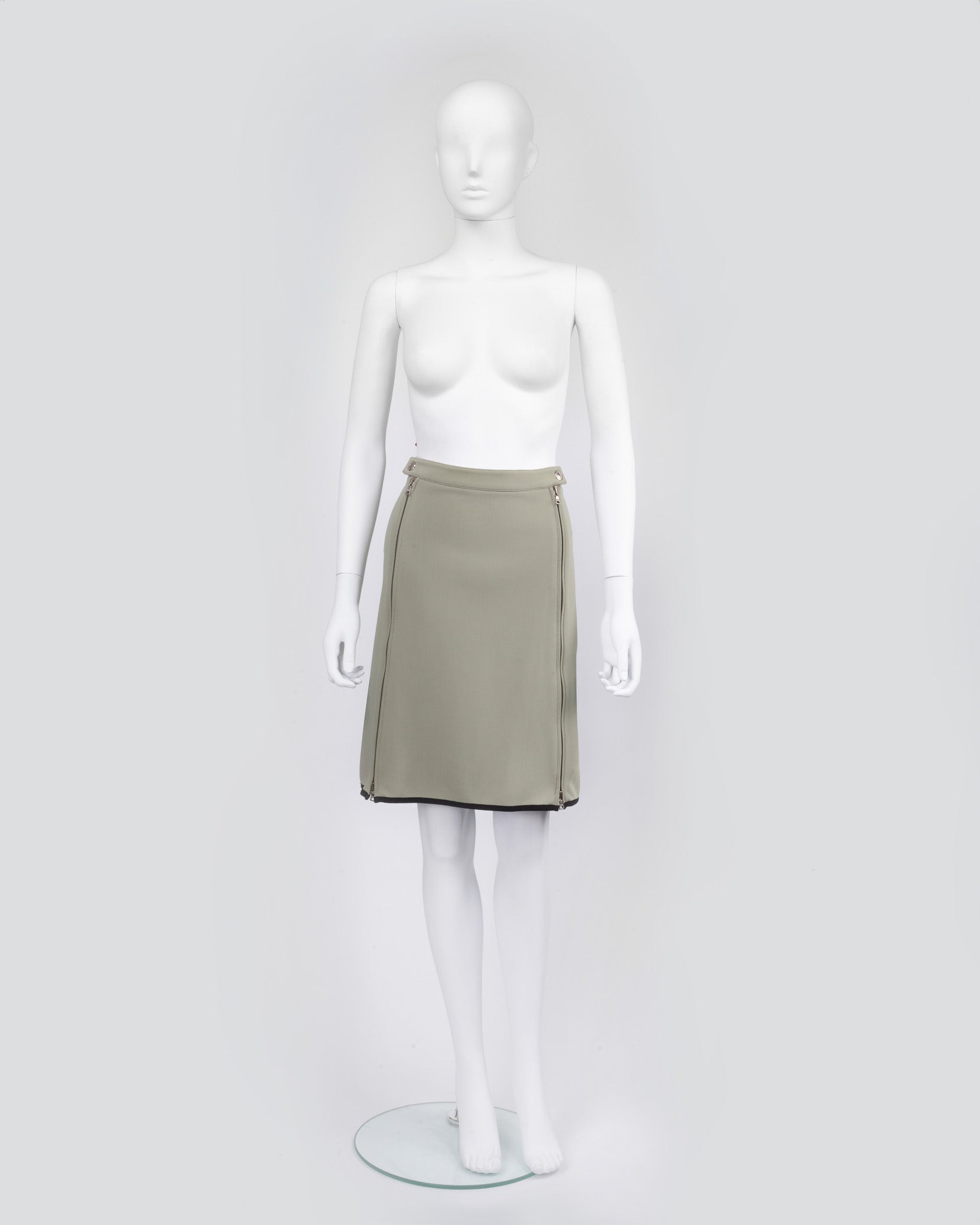 Prada Sport Vintage Red Tab 1999 Skirt - Sage Green/Grey Colour featuring Two Zip detail (Copy)