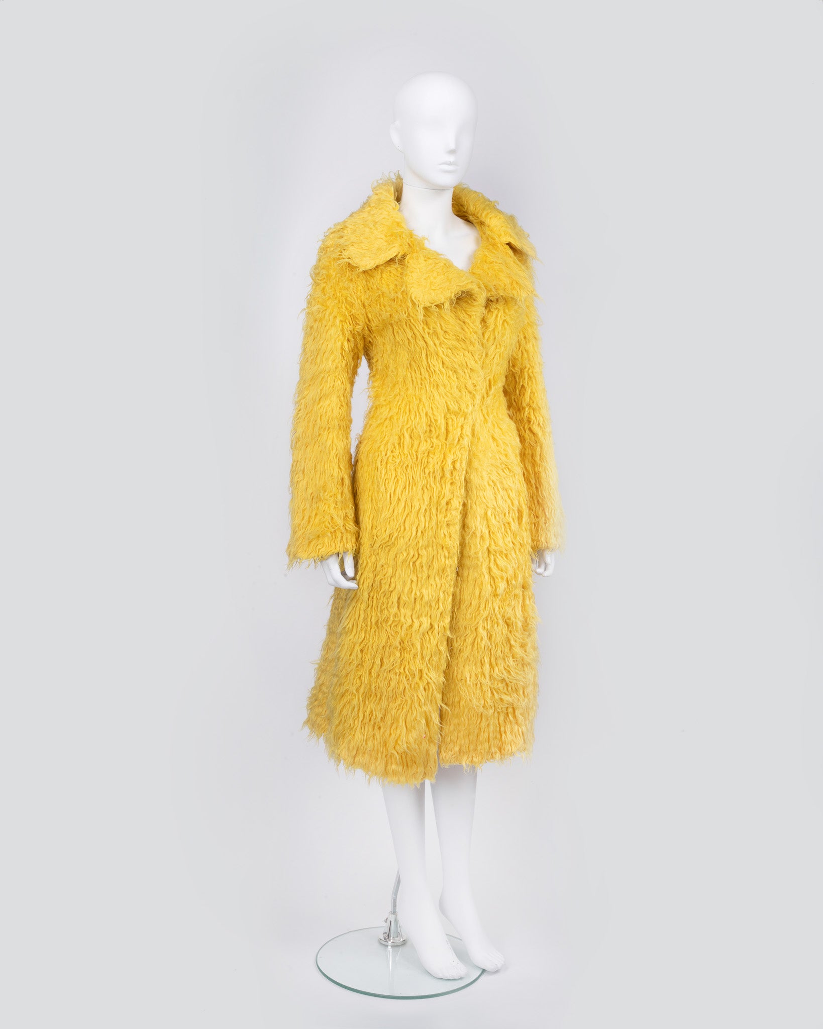 Yellow Long Fluffy Fur Jacket