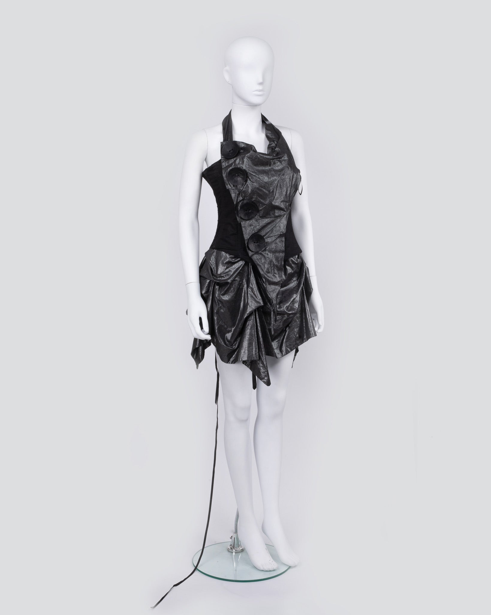 Kelly Ewing Black / Silver Two piece Set Halter Neck Big Buttons