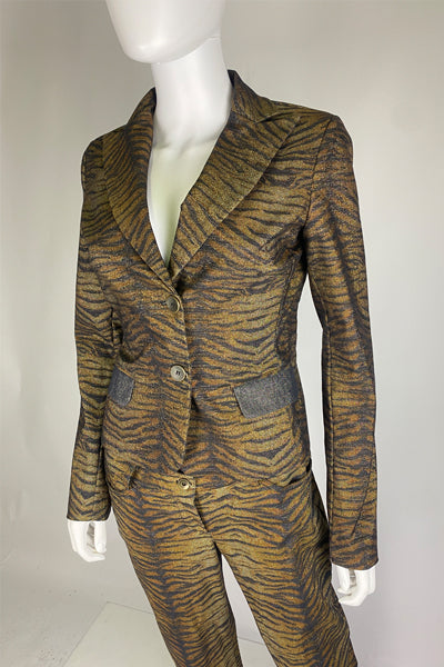 Glittery Tiger Print Pants Suit