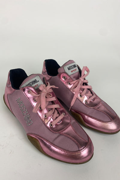 Moschino Metallic Pink Diamanté Trainers