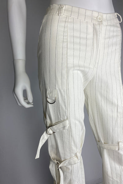 Pin Stripe Bondage High Waisted Trousers