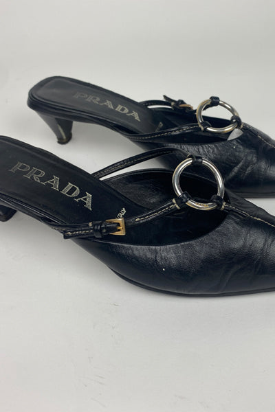 Prada 90s Pointed Kitten Heel Mules – Azura Archive