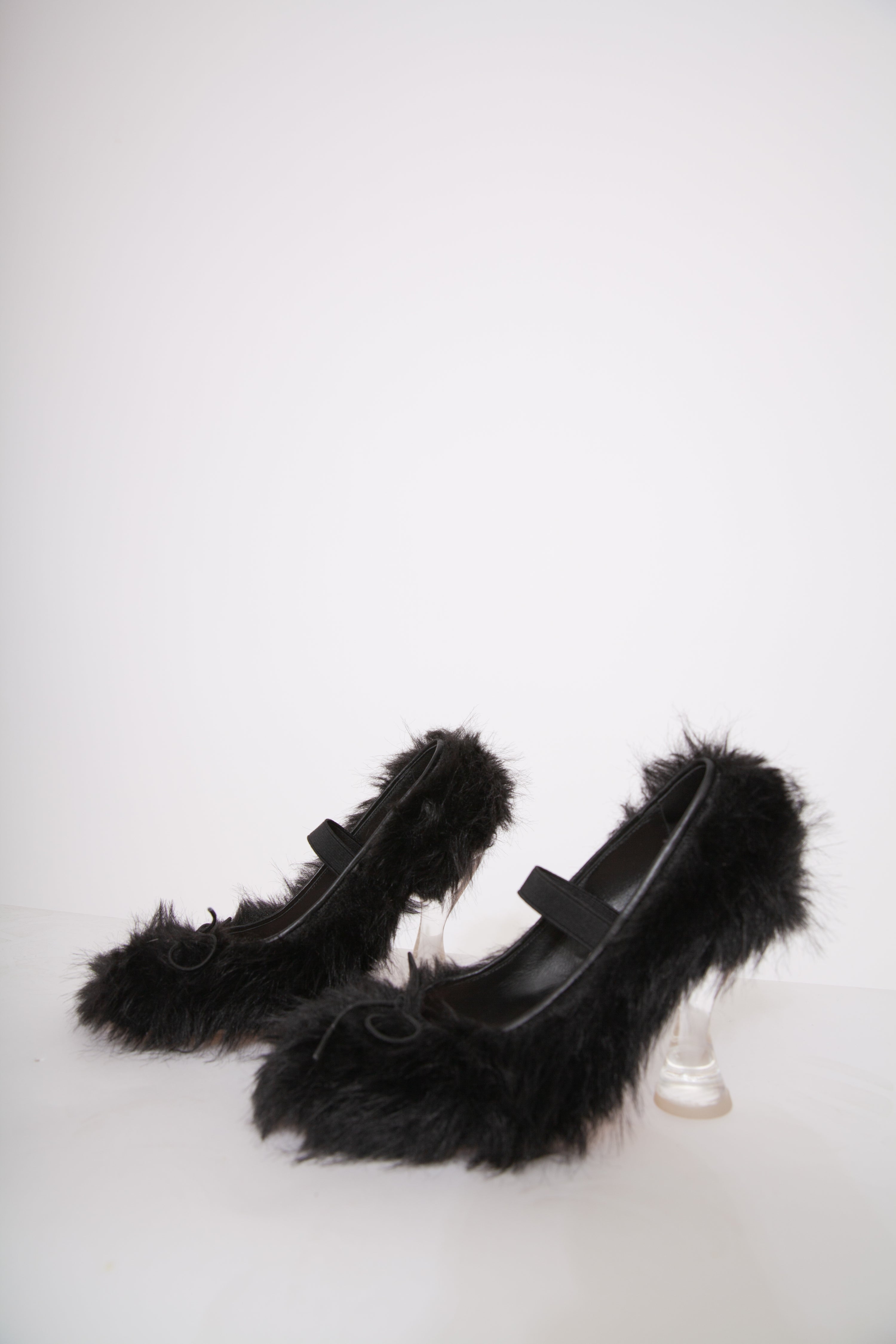 Simone Rocha Black Fur with Perspex Heels
