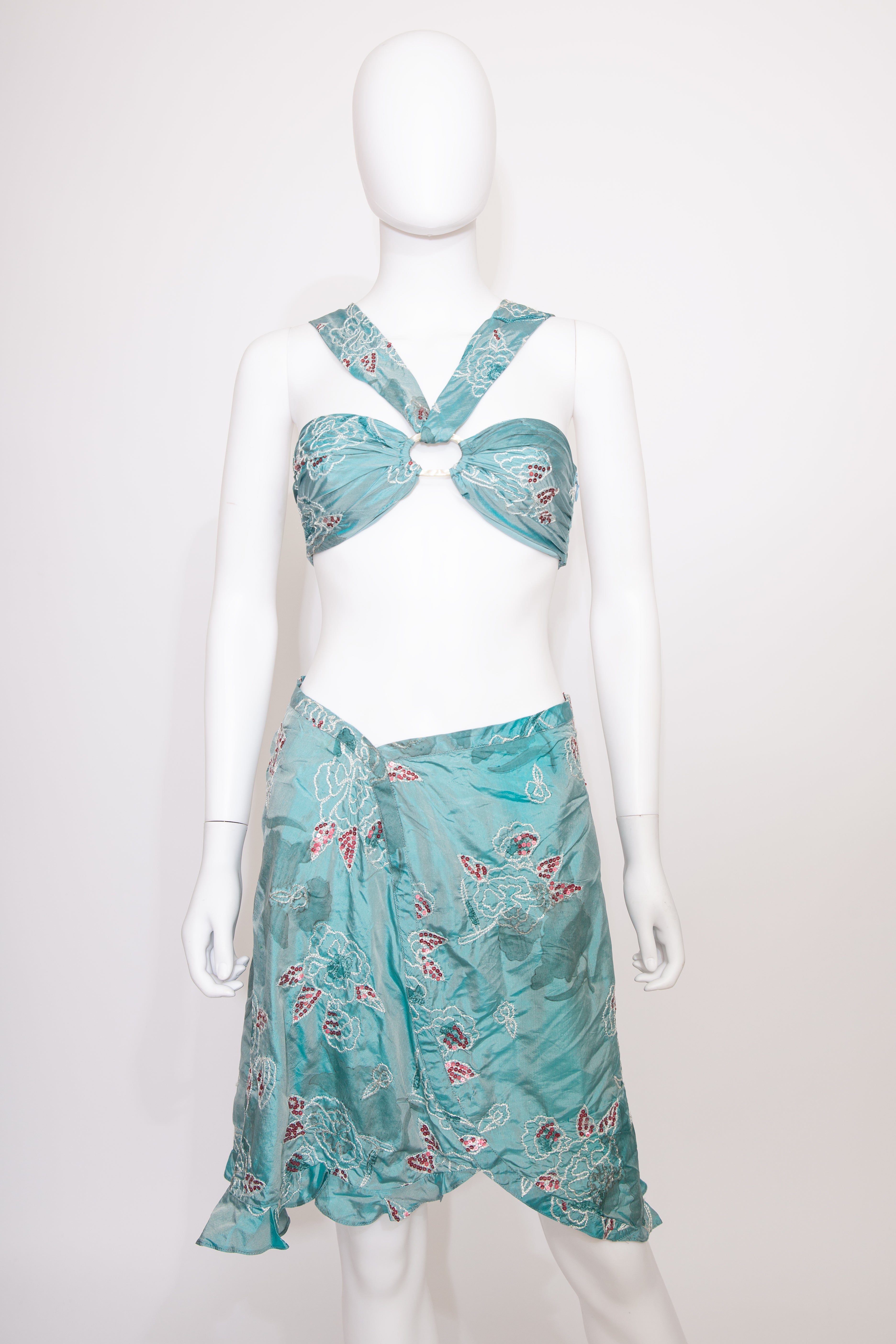 Armani Blue Embroidery Skirt Two Piece