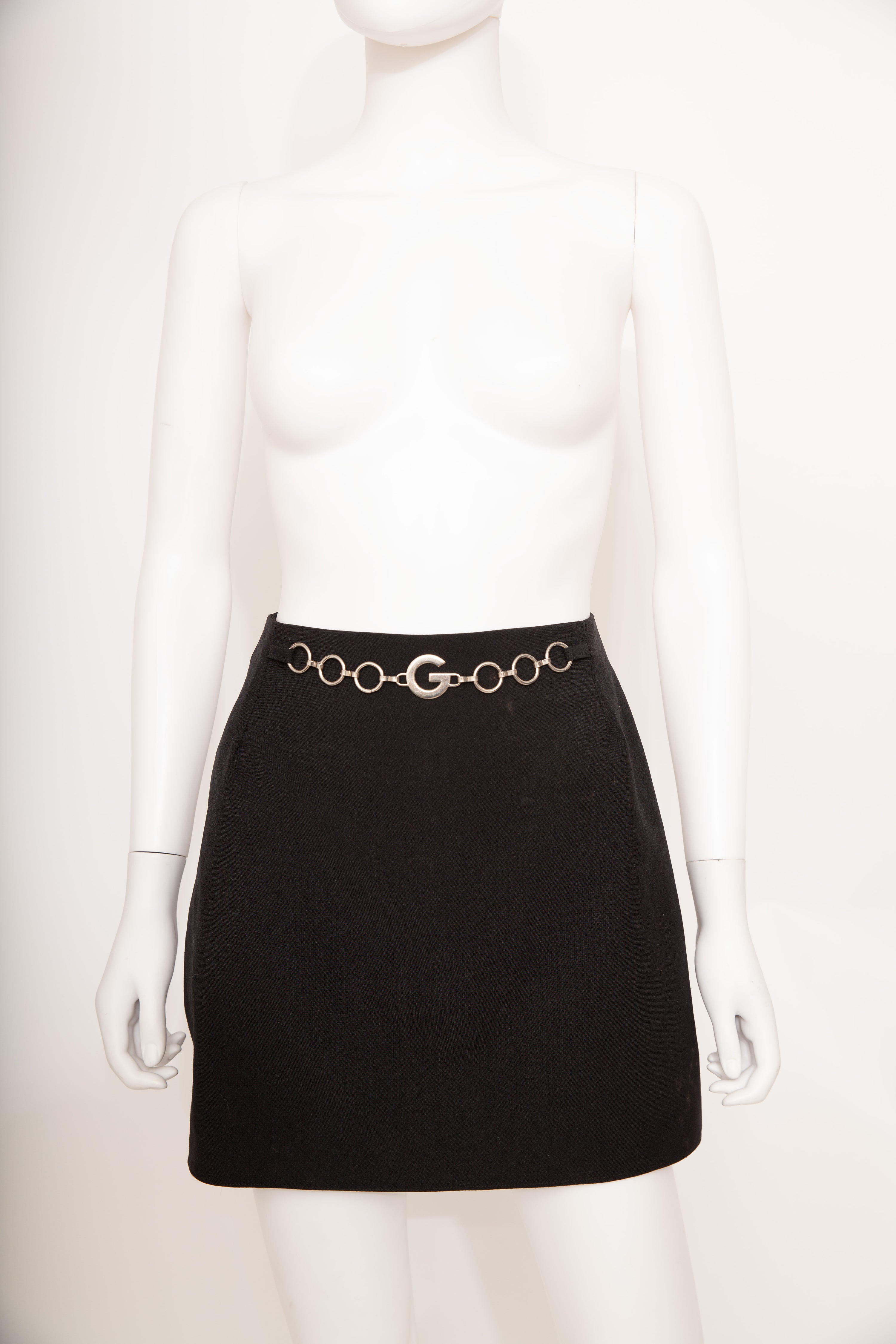 Black Mini Skirt with Silver Belted 'G'