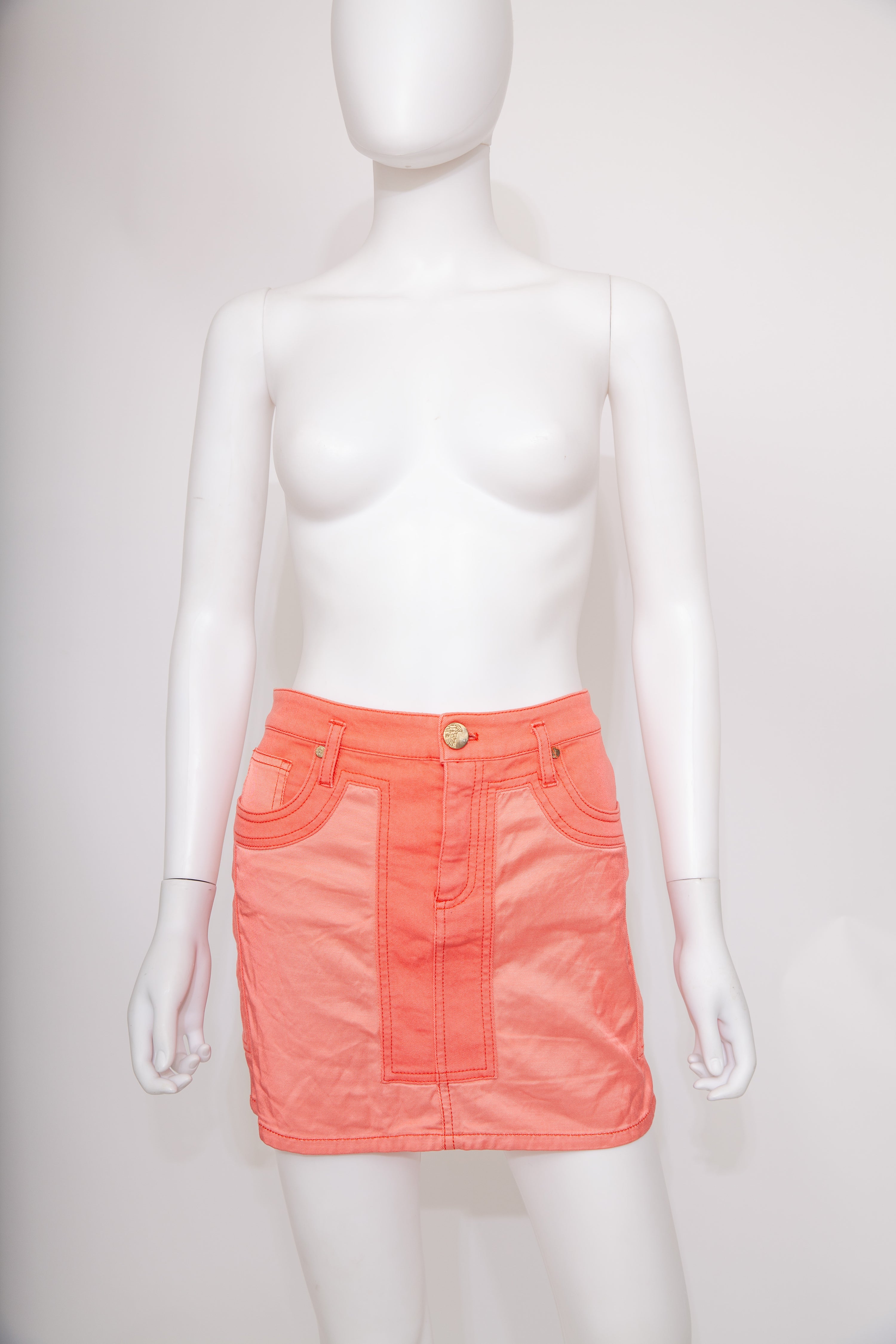 Versace Bright Coral Mini Skirt