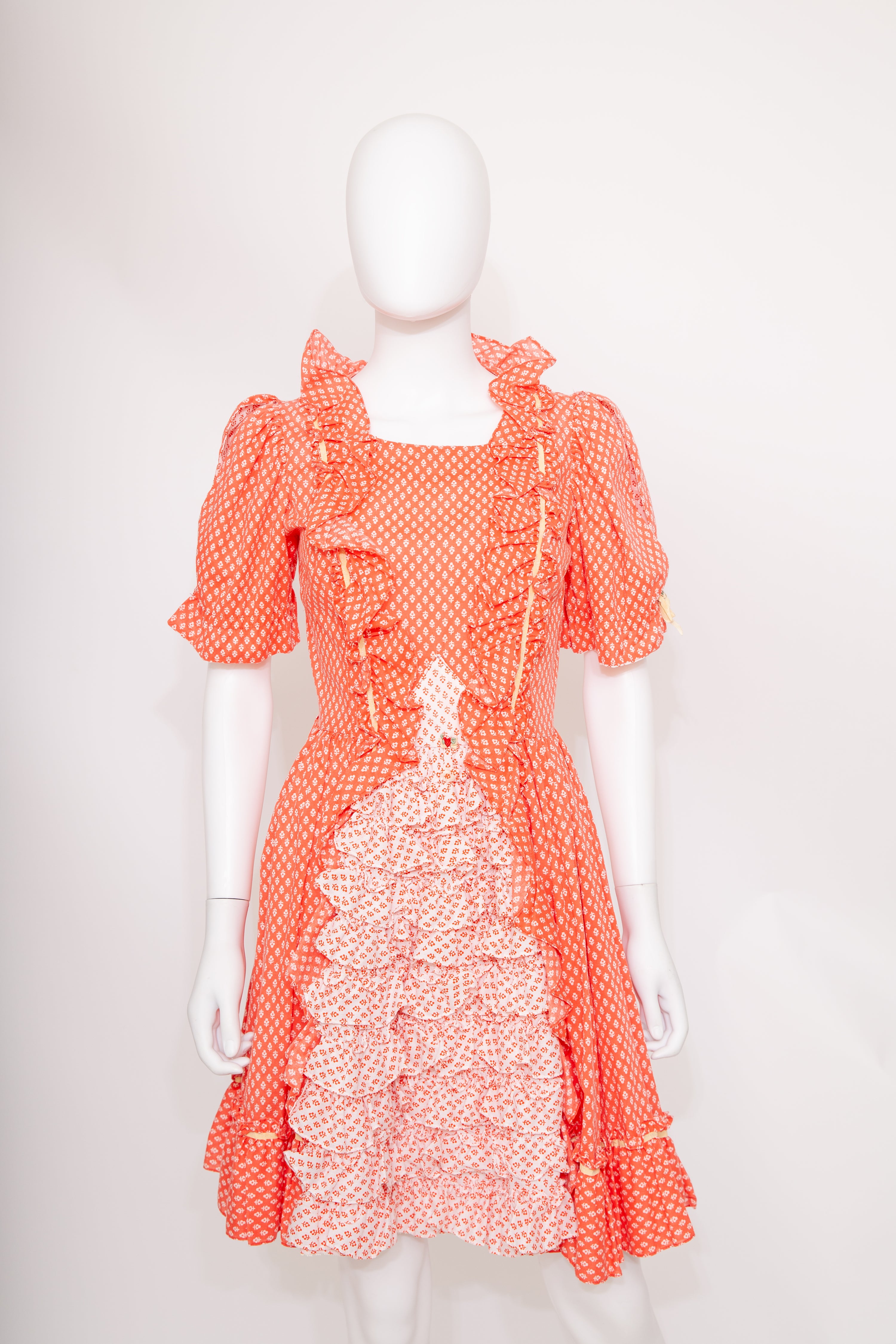 Vintage Western Pin Up Polka Dot Pin Up Ruffle Dress