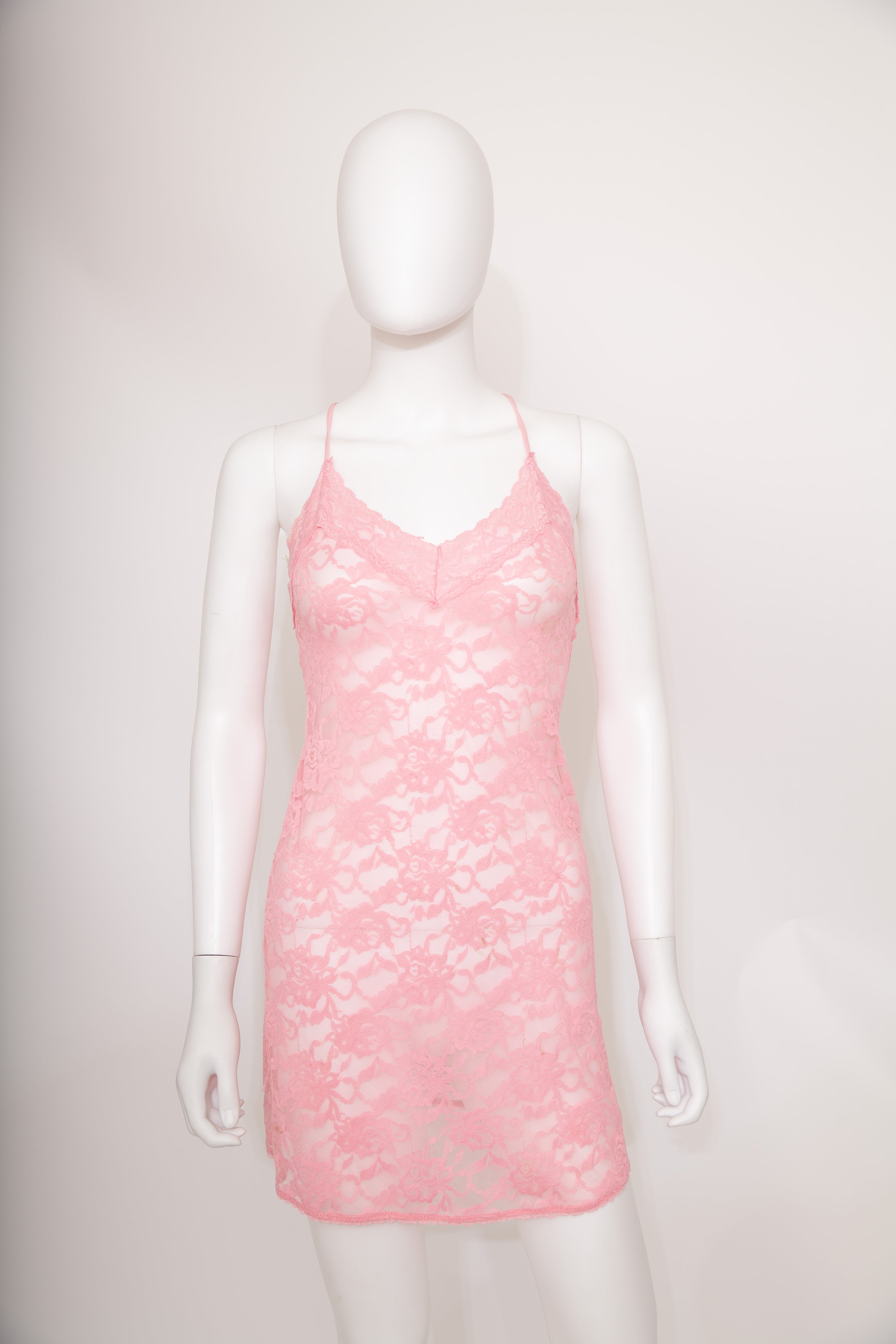 Pink Lace Lingerie Short Dress