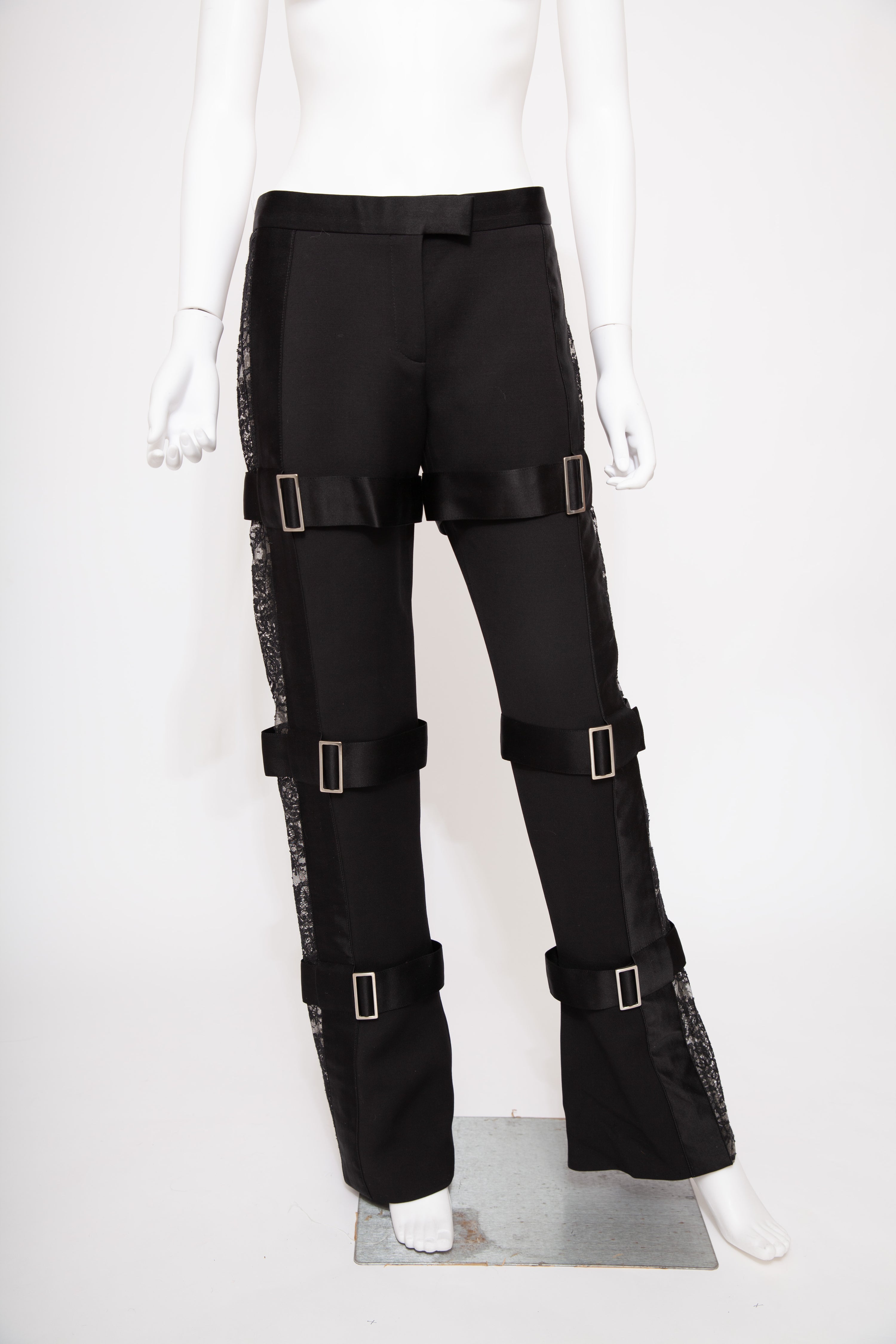 Alexander McQueen Bondage Black Tailored trouser with lace details 2010's