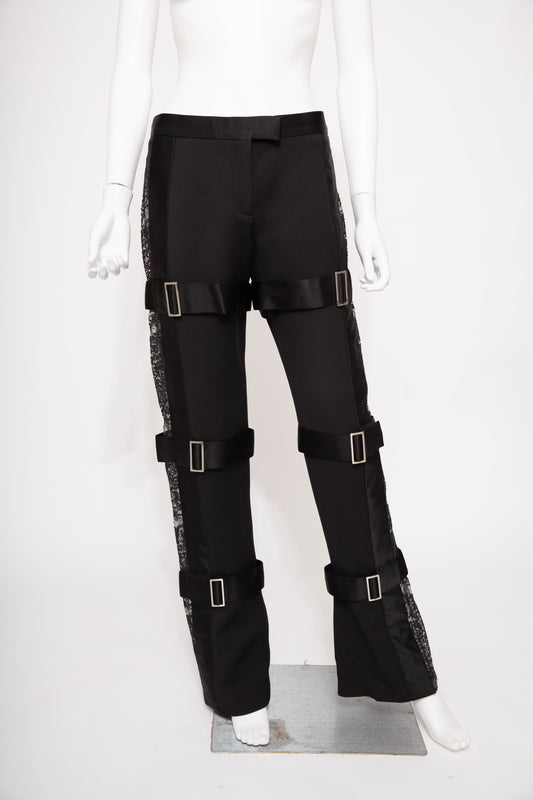 Alexander McQueen Bondage Black Tailored trouser with lace details 2010's