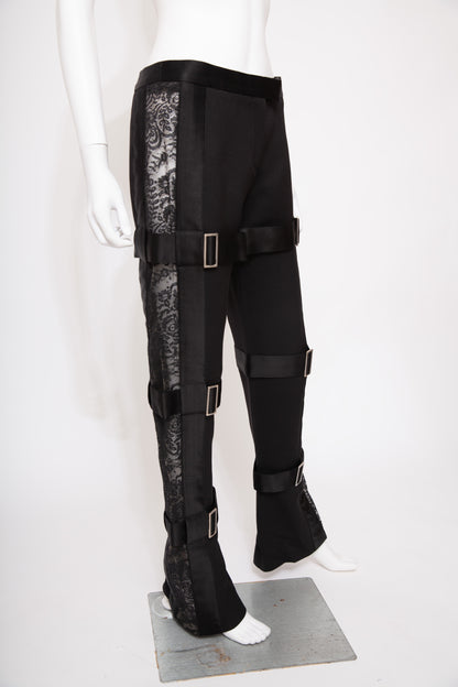 Alexander McQueen Bondage Black Tailored trouser with lace details 2010's