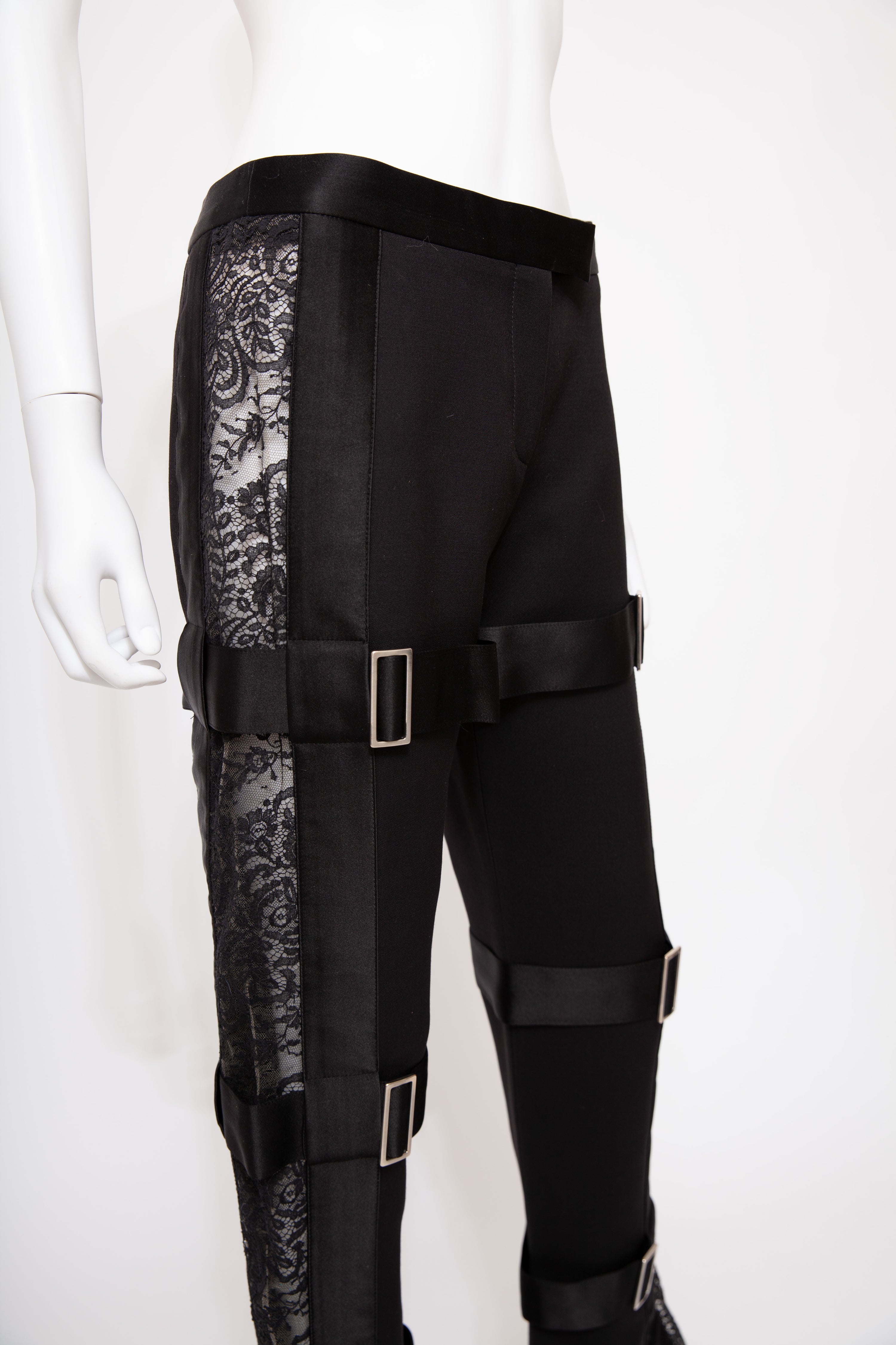 Alexander McQueen Bondage Black Tailored trouser with lace details 2010's