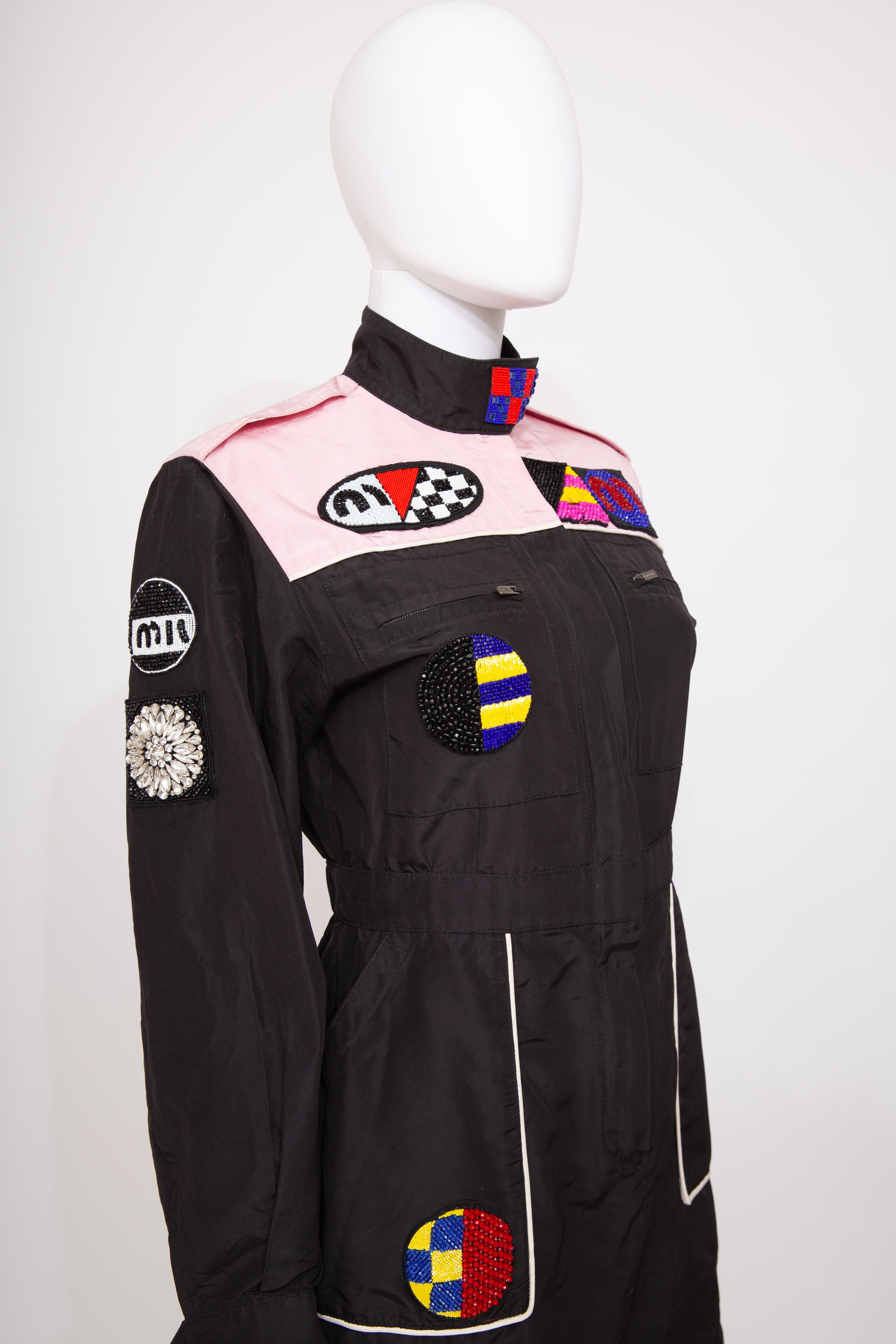 Miu Miu Beaded Racing Suit Style Dress 2017