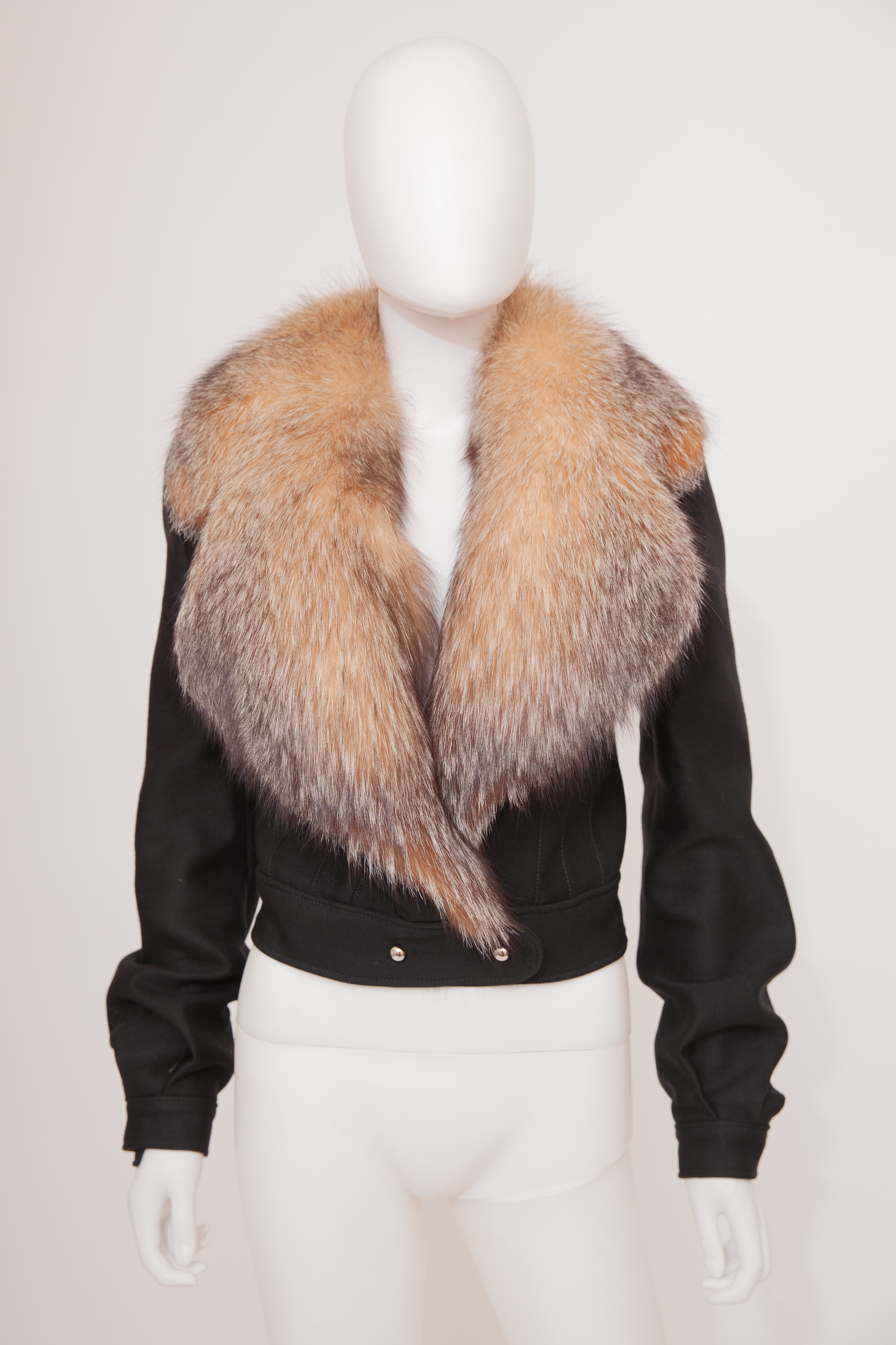 Balenciaga Black Military Jacket fur collar 2005 Nicolas Ghesquière Runway 40
