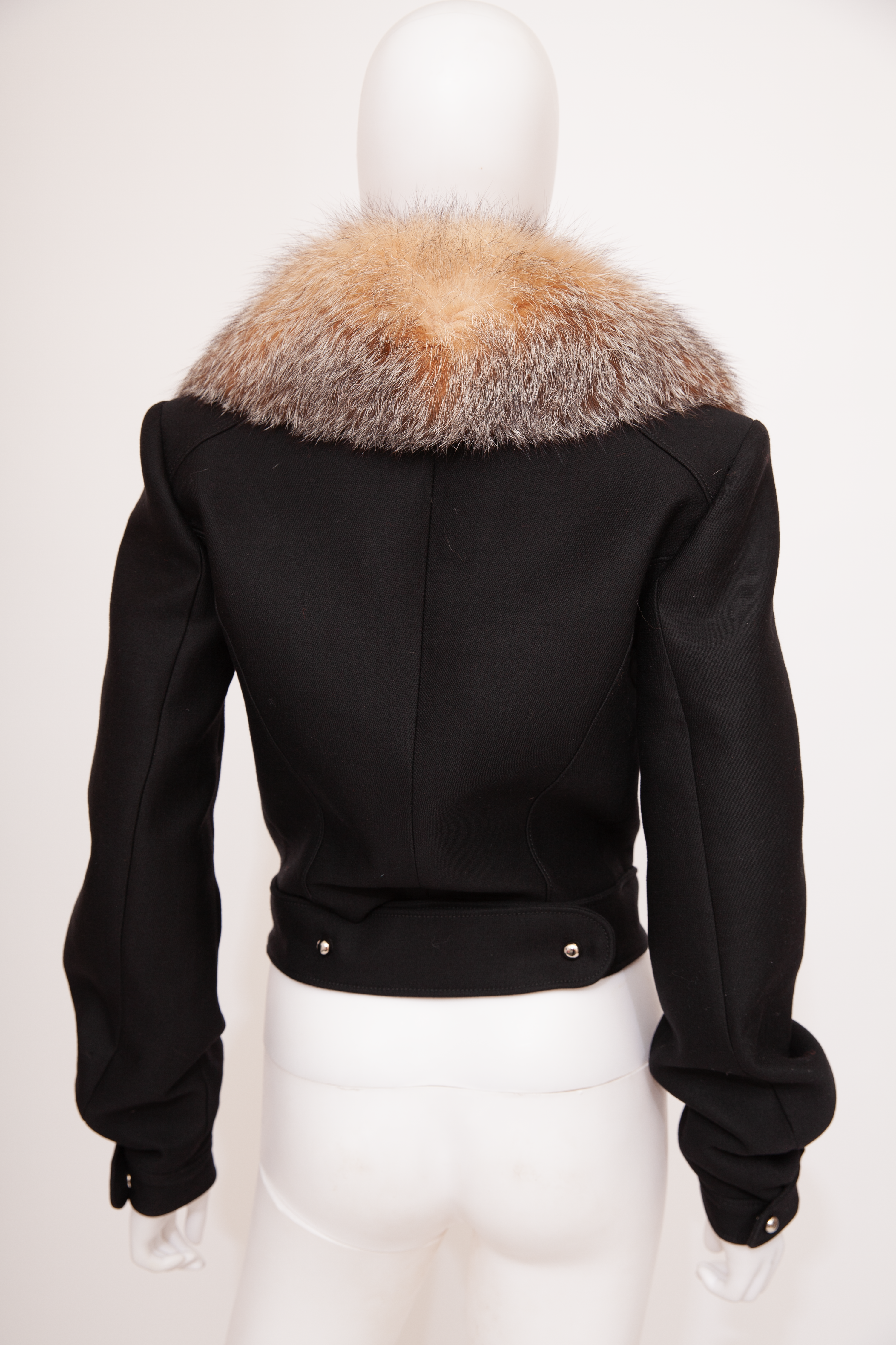 Balenciaga Black Military Jacket fur collar 2005 Nicolas Ghesquière Runway 40