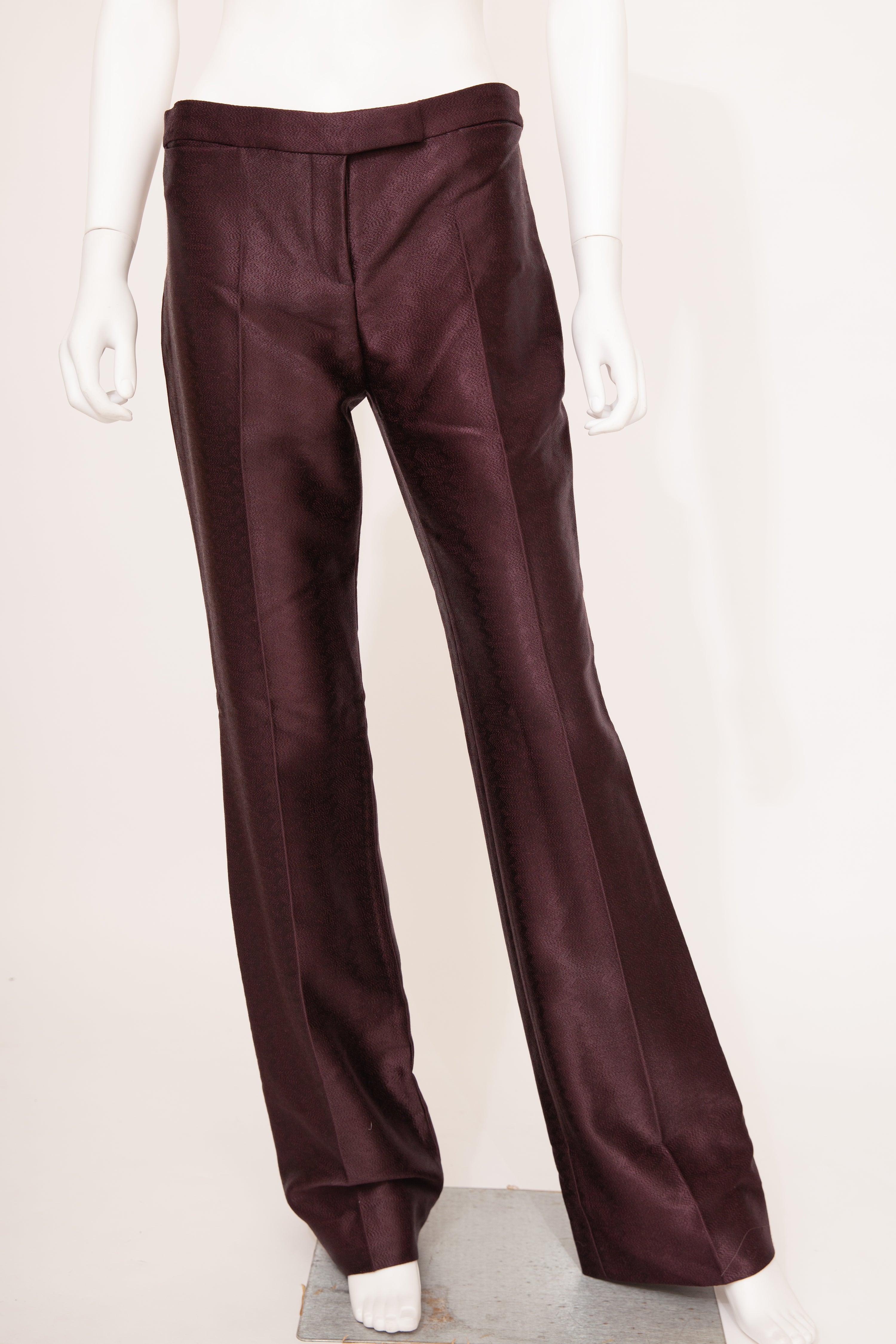Alexander McQueen F/W 2002 Satin embroidered detail Burgundy Coat & Trousers